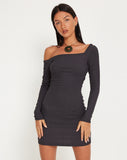 Image of Dean Long Sleeve Mini Dress in Crinkle Charcoal