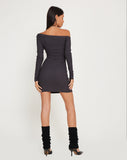 Image of Dean Long Sleeve Mini Dress in Crinkle Charcoal