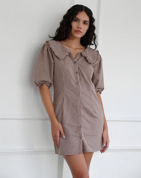 Saunder Skater Dress in Lemon Gingham Yellow