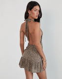 Image of Delaine Halterneck Mini Dress in Croc Tan