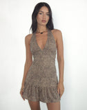 Image of Delaine Halterneck Mini Dress in Croc Tan