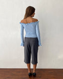 Image of Delaney Knitted Frill Bardot Top in Baby Blue