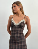 Image of Delfina Midi Dress in Lace Brown Check