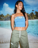 image of MOTEL X BARBARA Delina Crop Top in Blue Hibiscus