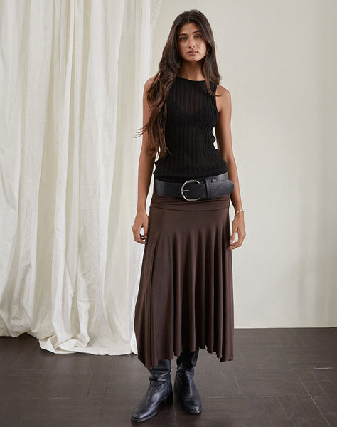 Image of Delta Midi Skirt in Slinky Chocolate