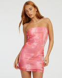 image of Dema Bandeau Mini Dress in Abstract Blurred Pink