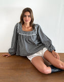 Image of Demona Top in Tonal Gingham Black and Grey