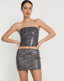 Image of Dena bandeau Top in PU Snake Skin Tan