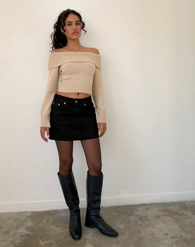 Image of Denim Mini Skirt in Rinse Black