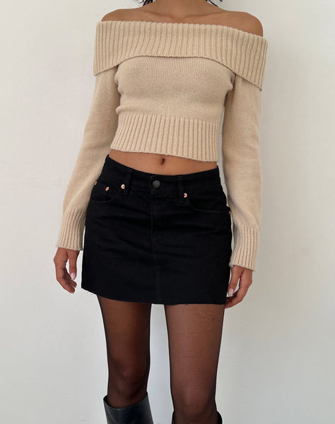 Image of Denim Mini Skirt in Rinse Black