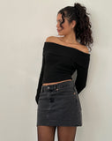 Image of Denim Mini Skirt in Vintage Black