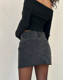 Image of Denim Mini Skirt in Vintage Black