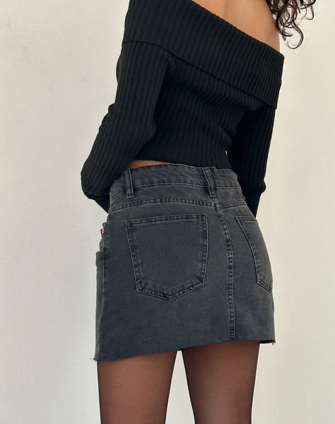 Image of Denim Mini Skirt in Vintage Black