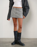 Image of Denim Raw Hem Mini Skirt in Grey Bleach