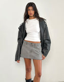 Image of Denim Raw Hem Mini Skirt in Grey Bleach