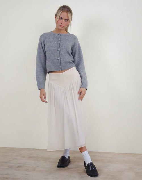 Image of Derika V Waist Maxi Skirt in Cream