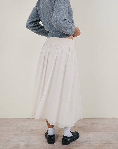 Image of Derika V Waist Maxi Skirt in Cream