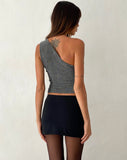 Image of Derse One Shoulder Top in Silver with Rosette