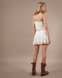 image of Friska Mini Skirt in Beige Mesh Light Tan Flock