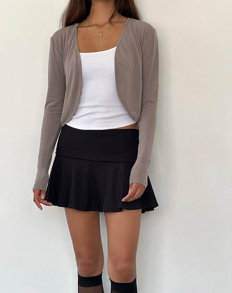 Image of Despina Knitted Long Sleeve Shrug in Warm Grey