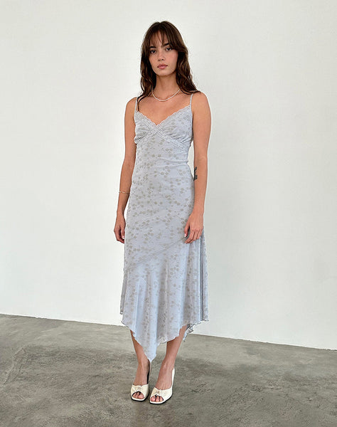 Image of Devon Midi Dress in Flock Chic Petals Grey