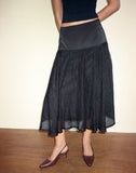 Image of Diera Satin Chiffon Midi Skirt in Black