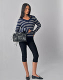 Image of Dikara V Neck Jumper in Tonal Blue Stripe