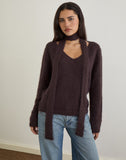 Image of Dikara Jumper with Scarf in Knit Brown