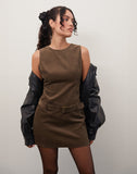 Image of Dilshan Mini Dress in Babycord Brown