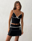 Image of Dima Bow Cami Top in Black with White Binding