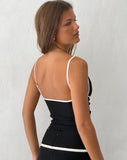 Image of Dima Bow Cami Top in Black with White Binding