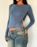 Image of Dinar Split Hem Top in Mineral Blue