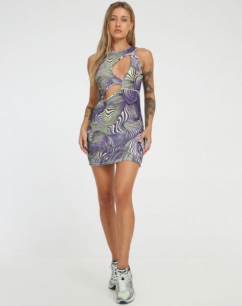 image of Diraya Cutout Dress in Rave Optic