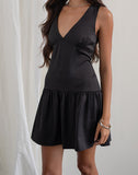 Image of Distia Plunge Puff Mini Dress in Black