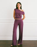 Image  of Donika Studded Waistband Trouser in Plum
