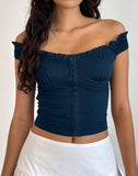 Image of Dovica Lace Trim Corset Top in Navy