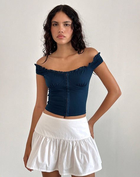 Image of Dovica Lace Trim Corset Top in Navy