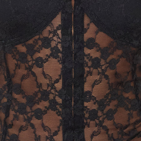 Dovica Corset Top in Black Canina Rose Lace