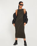 Image of Driki Midi Dress in Gunmetal with Grey Top Stitch