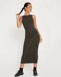 Image of Driki Midi Dress in Gunmetal with Grey Top Stitch