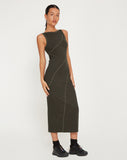 Image of Driki Midi Dress in Gunmetal with Grey Top Stitch