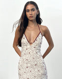 Image of Druvish Midi Dress in Line Flower Cream