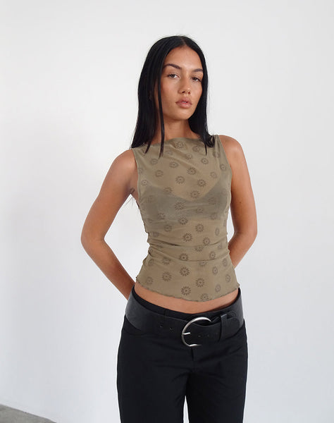 Image of Dudley Vest Top in Daisy Flock Light Brown