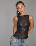 Image of Dudley Vest Top in Sequin Knit Black