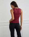 Image of Dudley Vest Top in Sequin Knit Burgundy