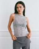 Image of Dudley Vest Top in Sequin Knit Dark Silver