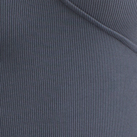 Dulcet Ribbed Plunge Long Sleeve Top in Blue Granite