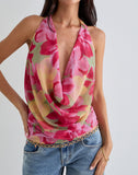 Image of Duma Cowl Halter Top in Bold Multi Colour Floral
