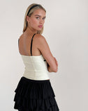 image of Duta Cami Top in Cream with Black Bows