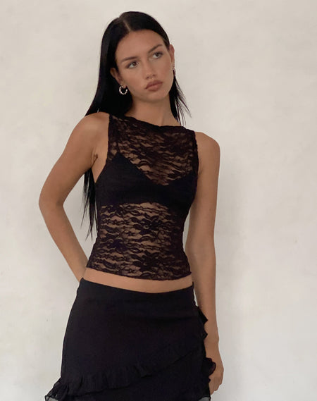 Amrita Unlined Top in Dobby Mesh Black